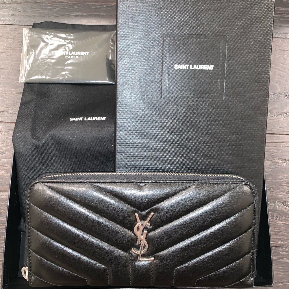 Black ysl zip wallet (Lou Lou continental zip)